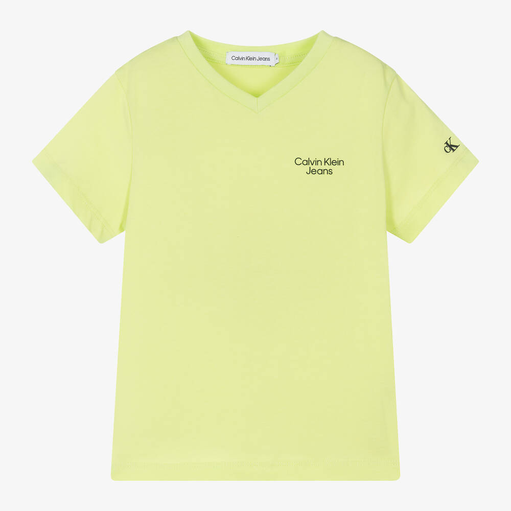 Calvin Klein - Boys Green Cotton T-Shirt | Childrensalon