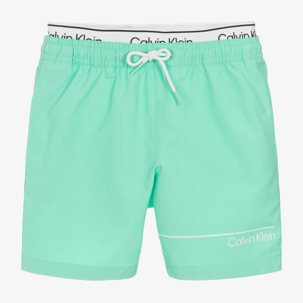 Calvin Klein - شورت سباحة لون أخضر فاتح للأولاد | Childrensalon