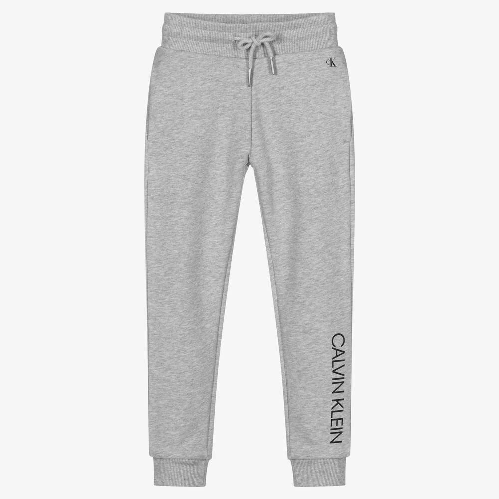 Calvin Klein Jeans - Boys Grey Organic Cotton Joggers | Childrensalon
