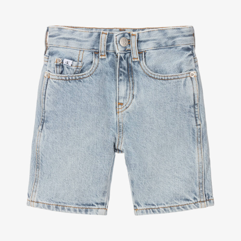 Calvin Klein - Boys Light Blue Denim Shorts | Childrensalon