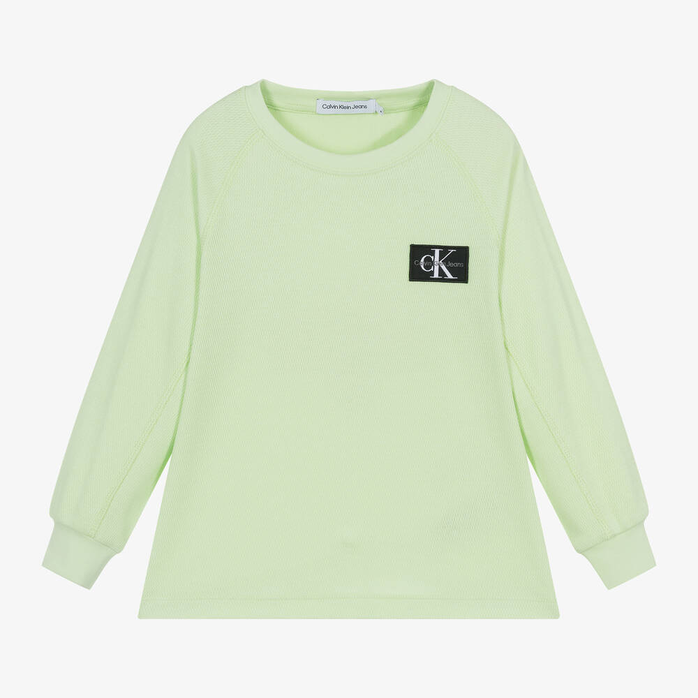 Calvin Klein - Boys Lime Green Cotton Top | Childrensalon