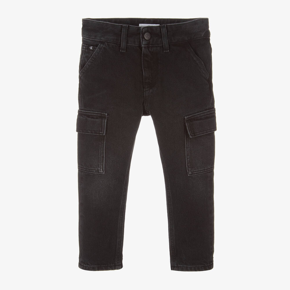 Calvin Klein - Boys Washed Black Denim Dad Jeans | Childrensalon