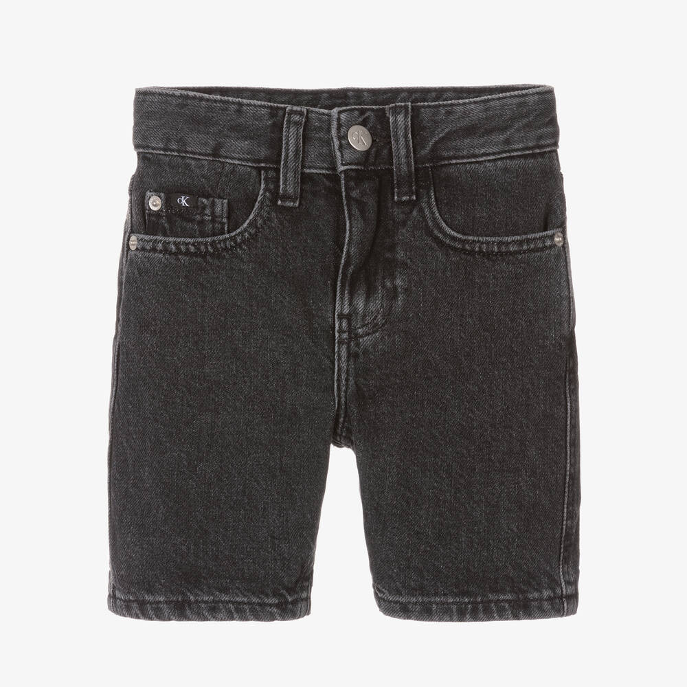 Calvin Klein - Schwarze verwaschene Jeans-Shorts | Childrensalon