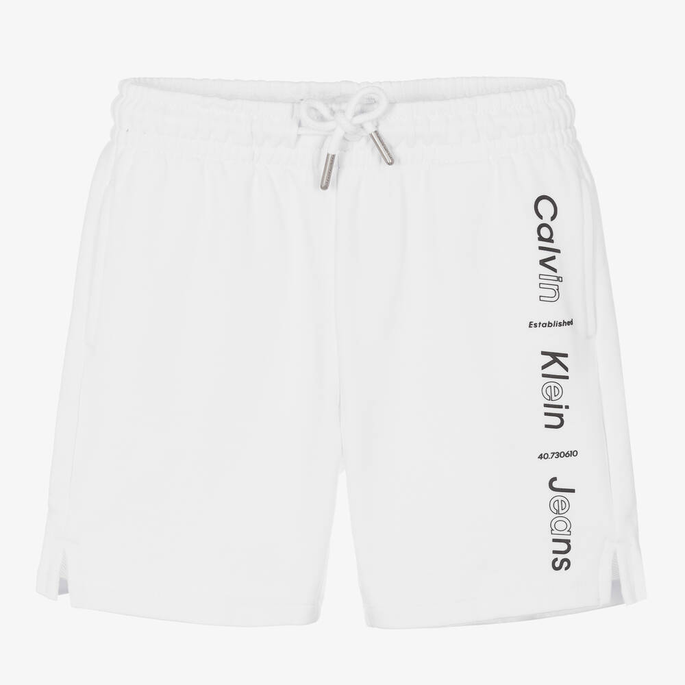 Calvin Klein - Boys White Cotton Jersey Shorts | Childrensalon