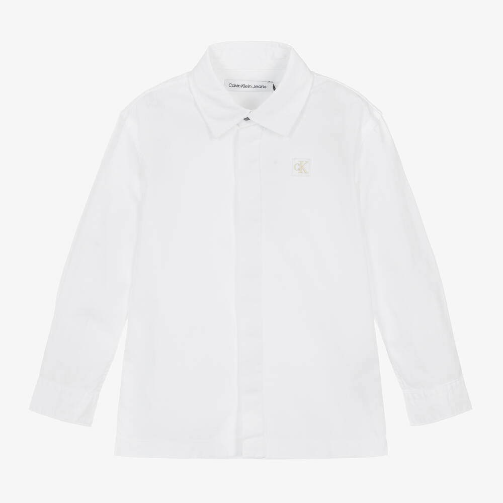 Calvin Klein -  قميص قطن لون أبيض للأولاد | Childrensalon