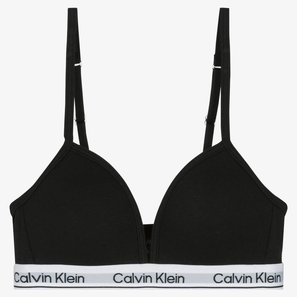 Calvin Klein - صدرية داخلية قطن جيرسي لون أسود للبنات | Childrensalon