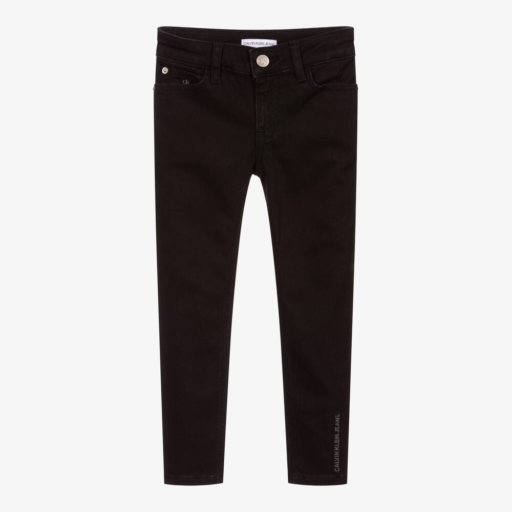 Calvin Klein Jeans - جينز سكيني فيت قطن دنيم لون أسود للبنات | Childrensalon
