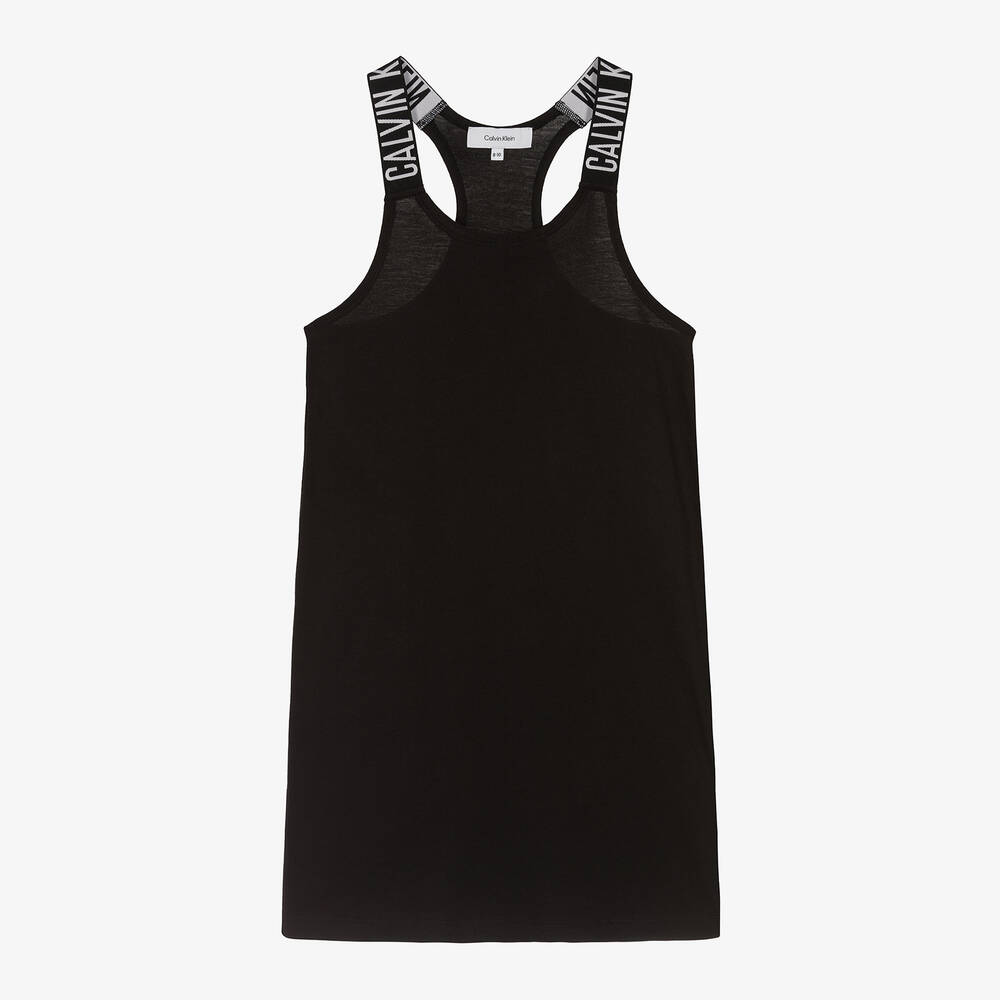 Calvin Klein - Girls Black Cotton Jersey Tank Dress | Childrensalon