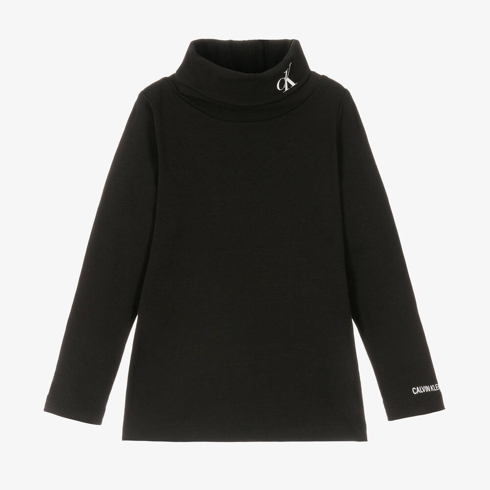 Calvin Klein - Haut noir en coton à col roulé | Childrensalon