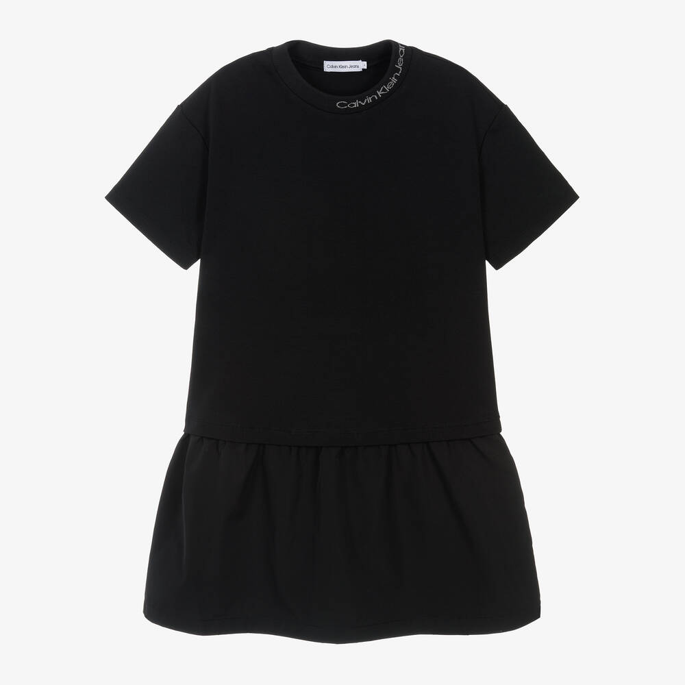 Calvin Klein - Girls Black Milano Jersey T-Shirt Dress | Childrensalon