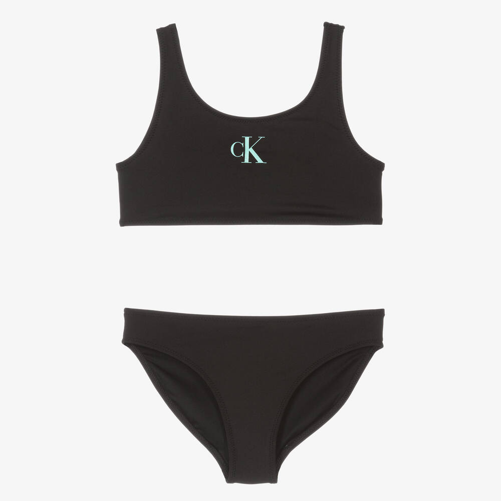 Calvin Klein - Girls Black Monogram Bikini  | Childrensalon