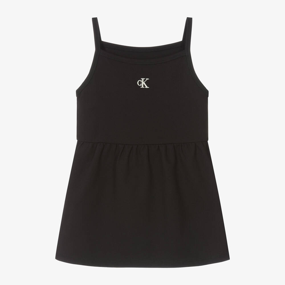 Calvin Klein - فستان فيسكوز جيرسي لون أسود دون أكمام | Childrensalon