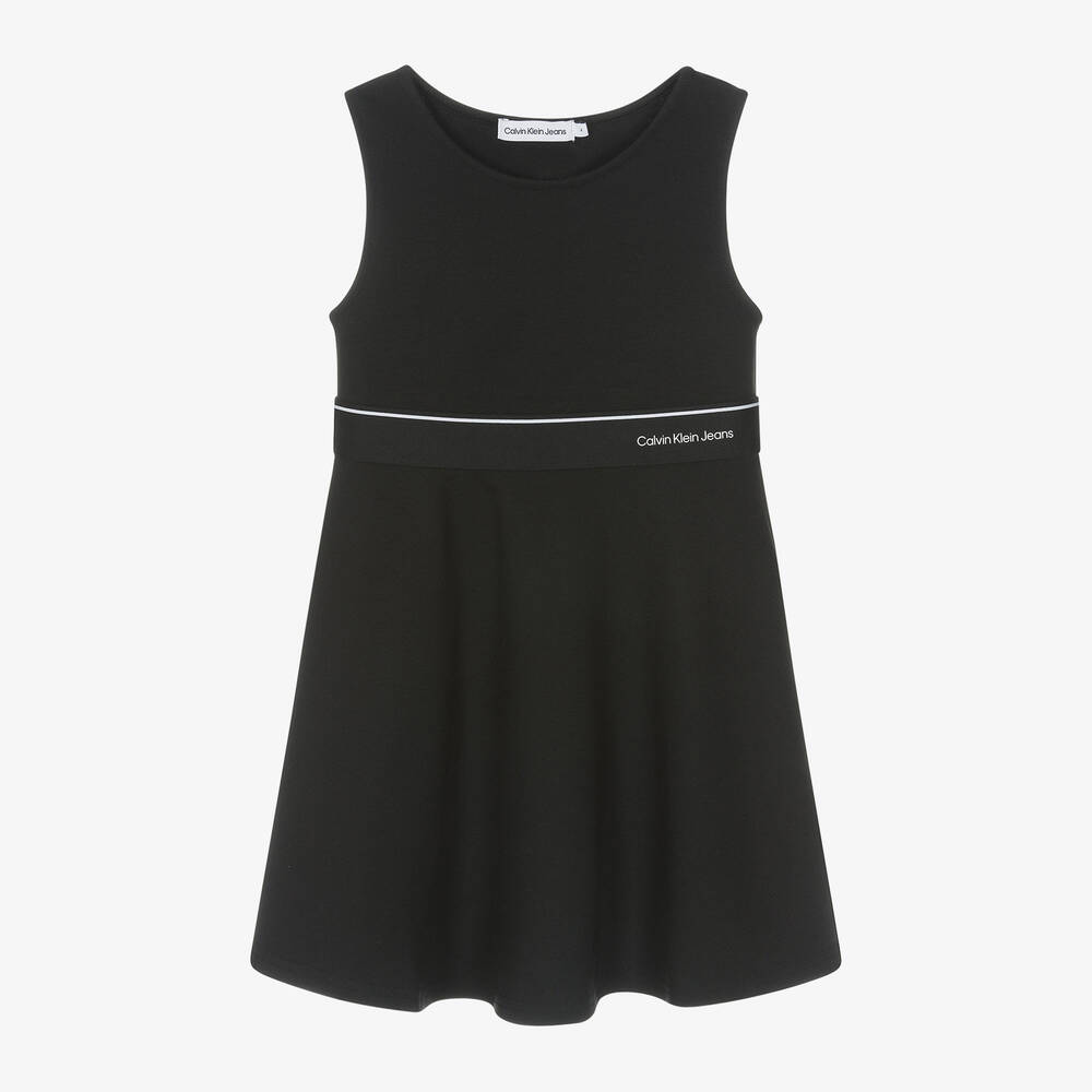 Shop Calvin Klein Girls Black Viscose Jersey Dress
