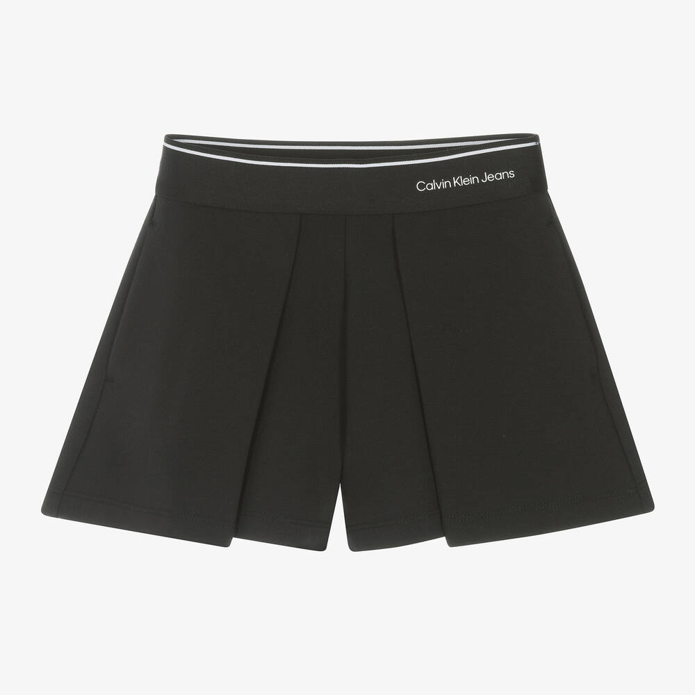 Calvin Klein - Girls Black Viscose Shorts | Childrensalon