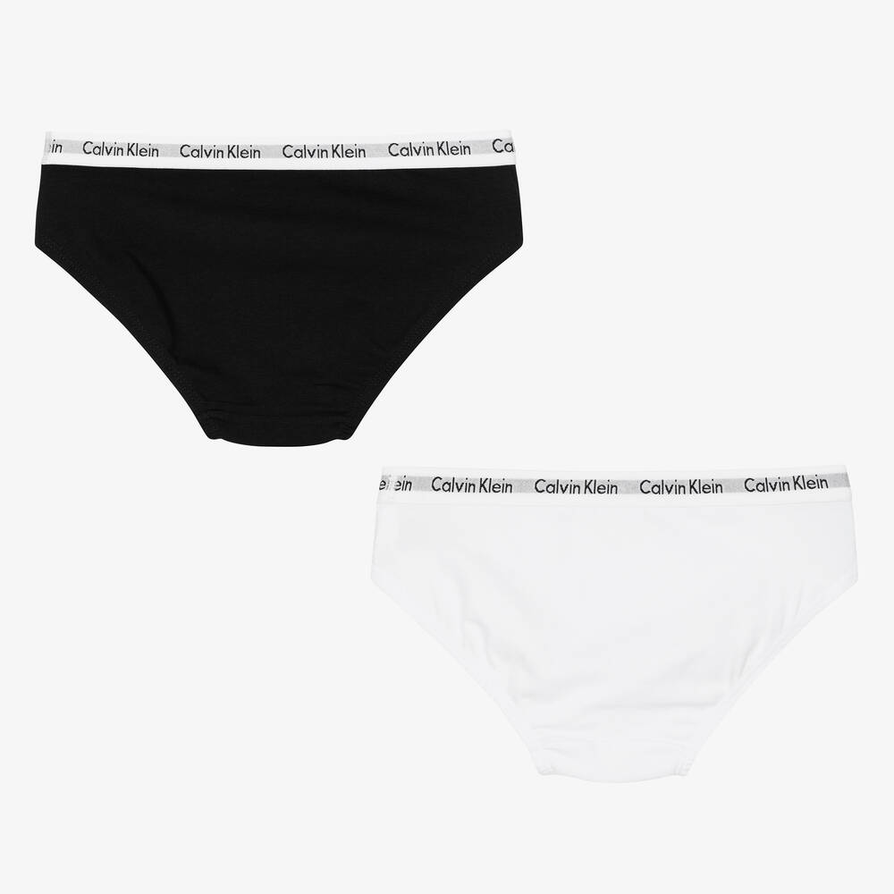 Calvin Klein - Girls Black & White Cotton Knickers (2 Pack)