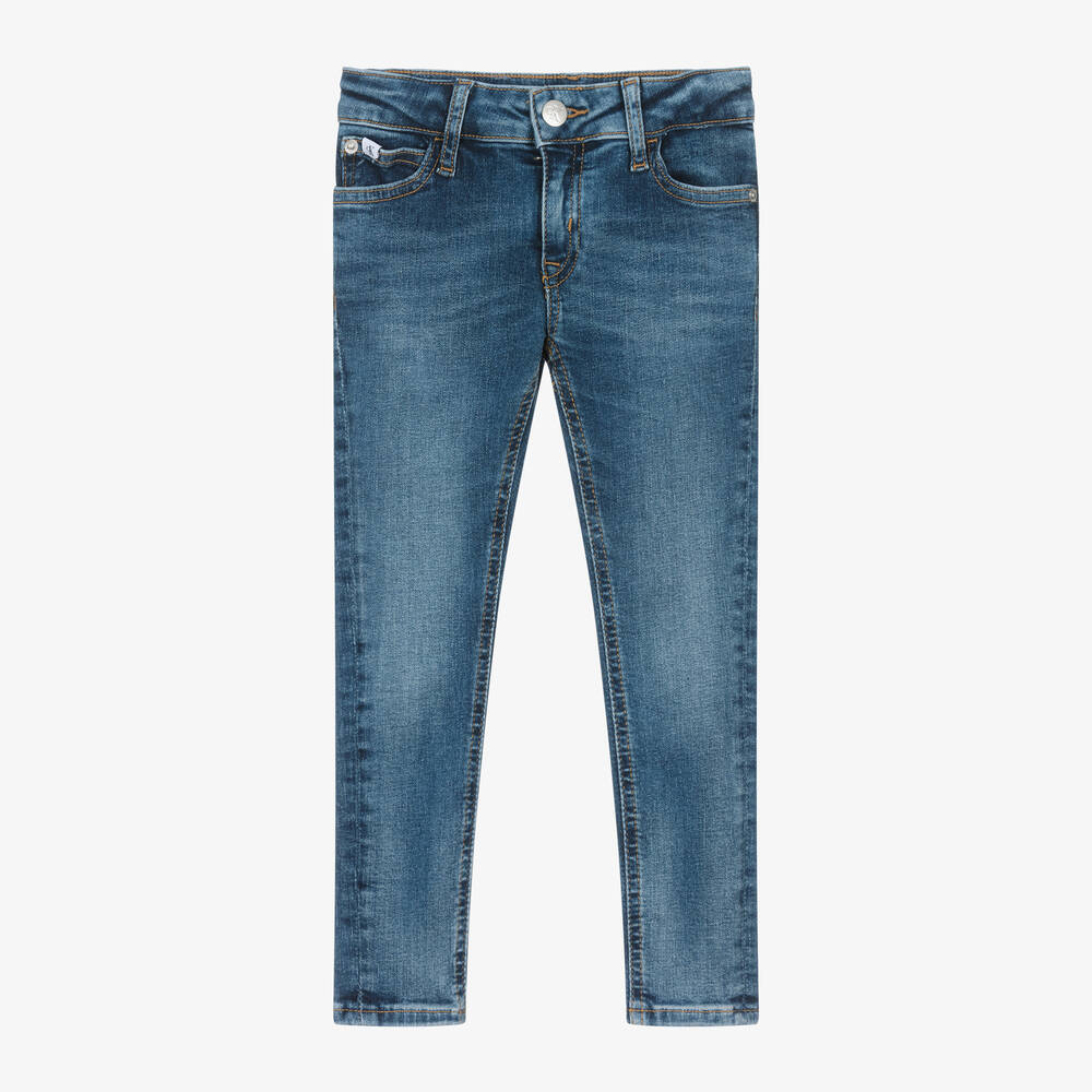 Calvin Klein - Girls Blue Denim Mid-Rise Skinny Fit Jeans | Childrensalon
