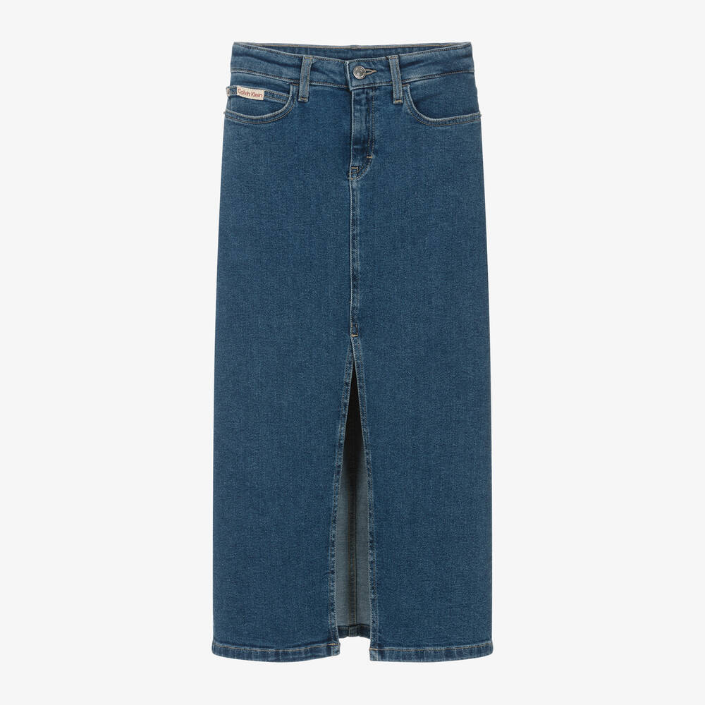 Calvin Klein - Girls Blue Maxi Denim Skirt | Childrensalon