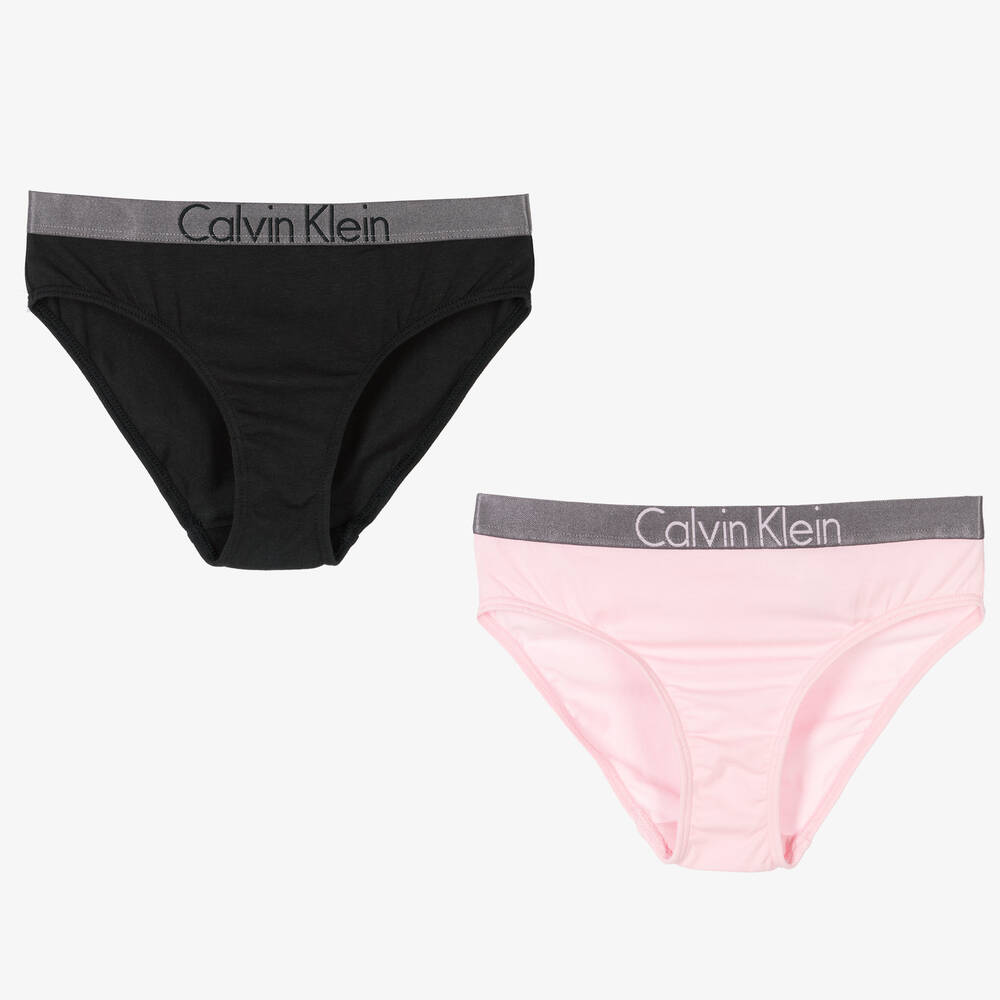 Calvin Klein - Girls Cotton Knickers (2 Pack) | Childrensalon