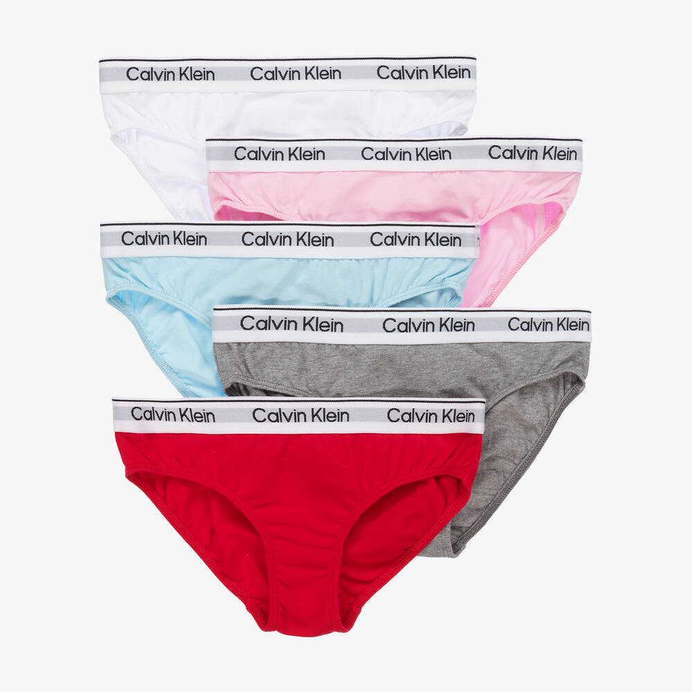 Calvin Klein - Girls Cotton Knickers (5 Pack) | Childrensalon