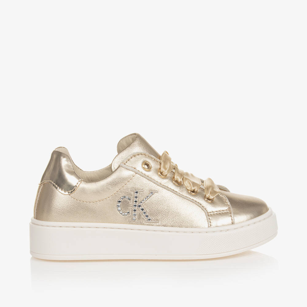 Calvin Klein Kids' Girls Gold Leather Trainers