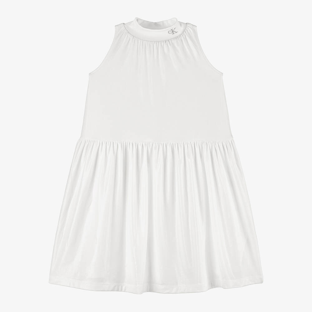 Calvin Klein Kids' Girls Ivory Iridescent Dress