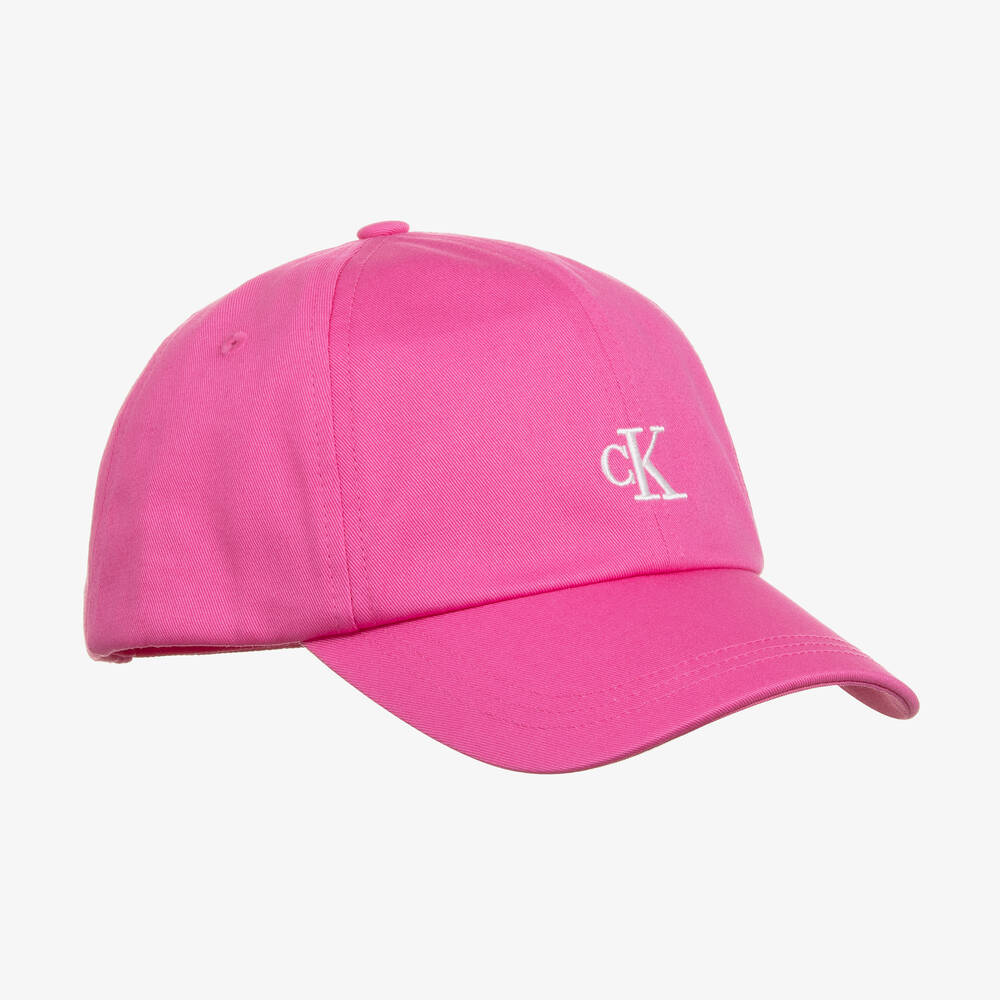 Calvin Klein - Girls Pink Cotton Baseball Cap | Childrensalon