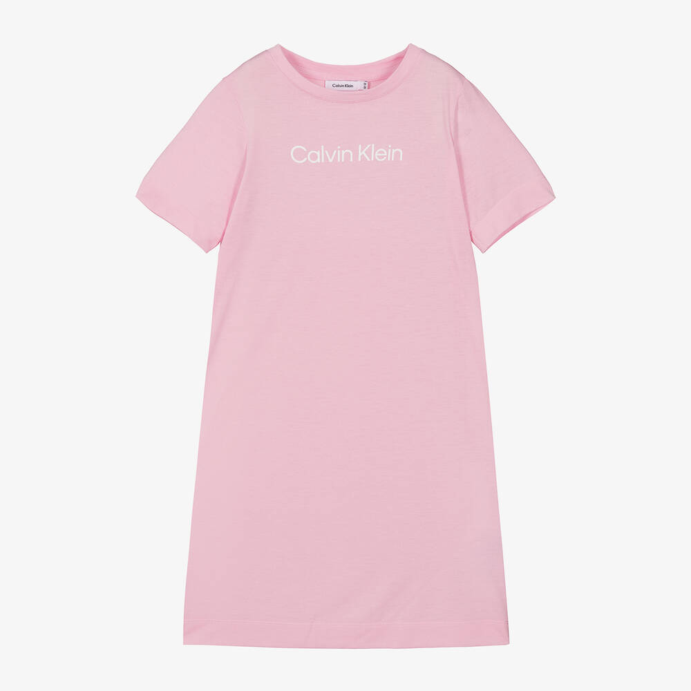 Calvin Klein - Girls Pink Cotton Nightdress | Childrensalon