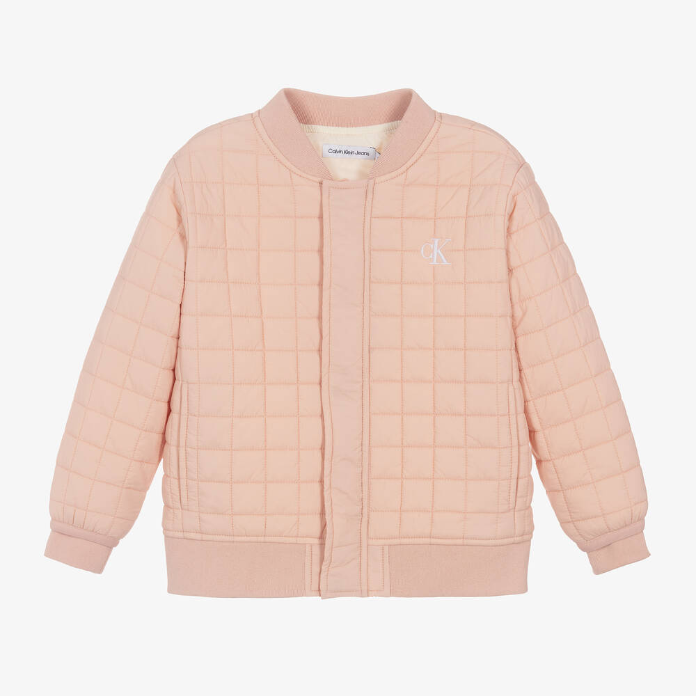 Calvin Klein - Girls Pink Quilted Jacket | Childrensalon