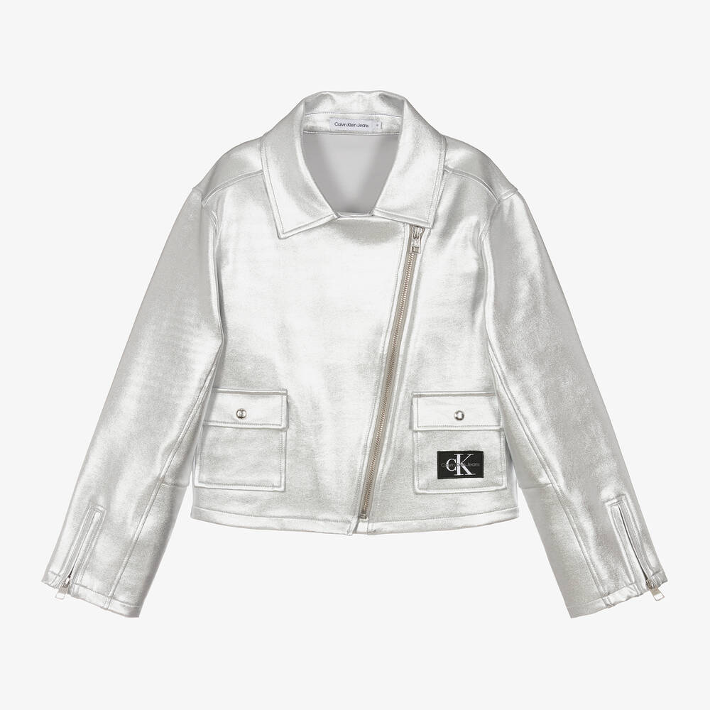 Calvin Klein Kids' Silver Jacket For Girl With Logo