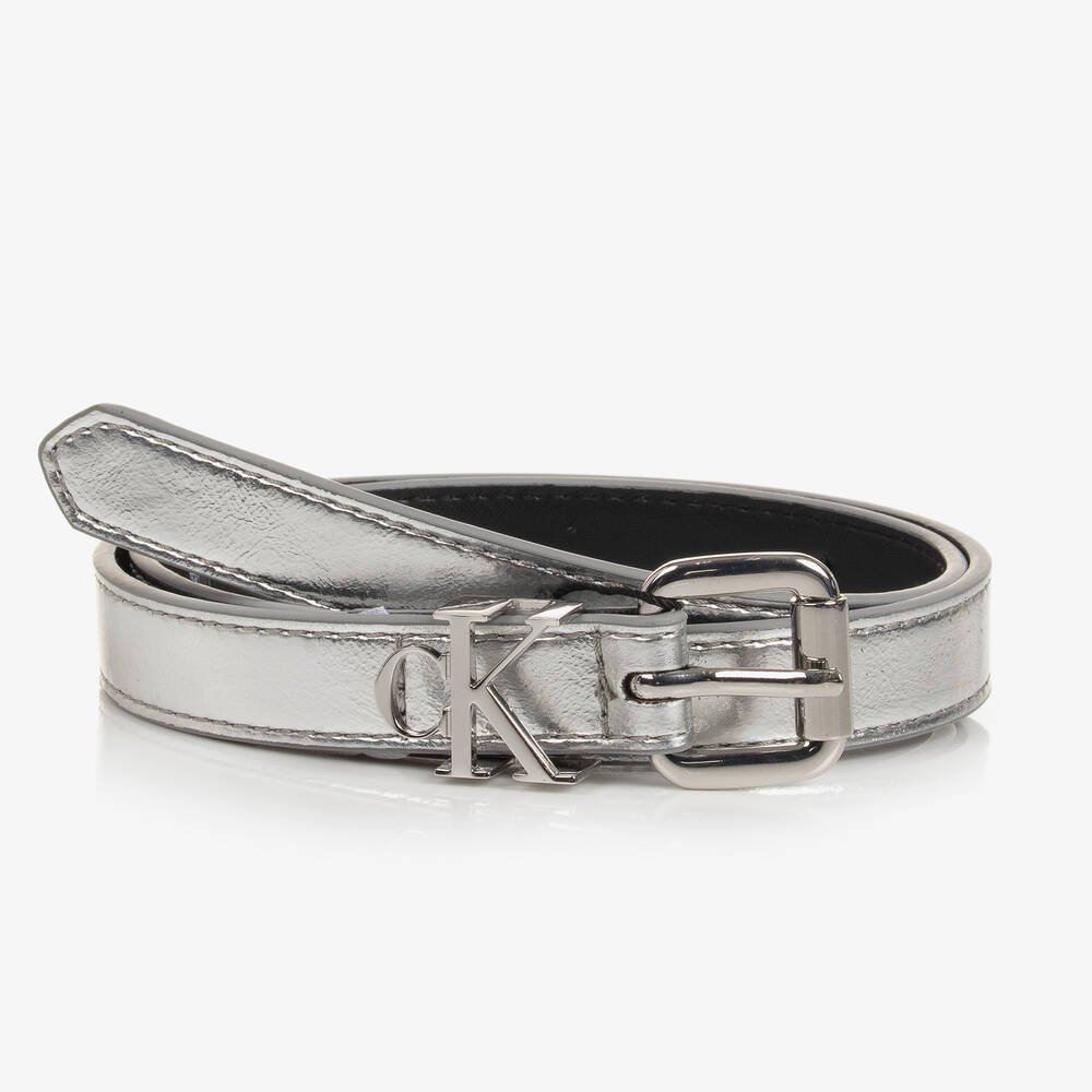 Calvin Klein Kids' Girls Silver Faux Leather Belt