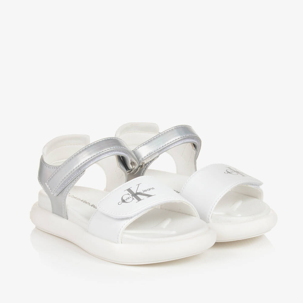 Calvin Klein - Sandales blanches et argentées fille | Childrensalon