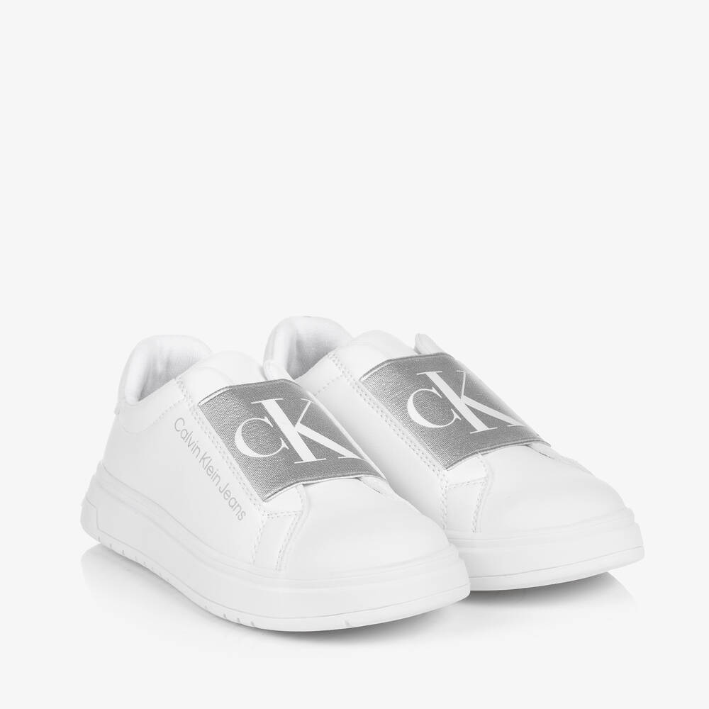 Calvin Klein - Белые кроссовки-слипоны для девочек | Childrensalon