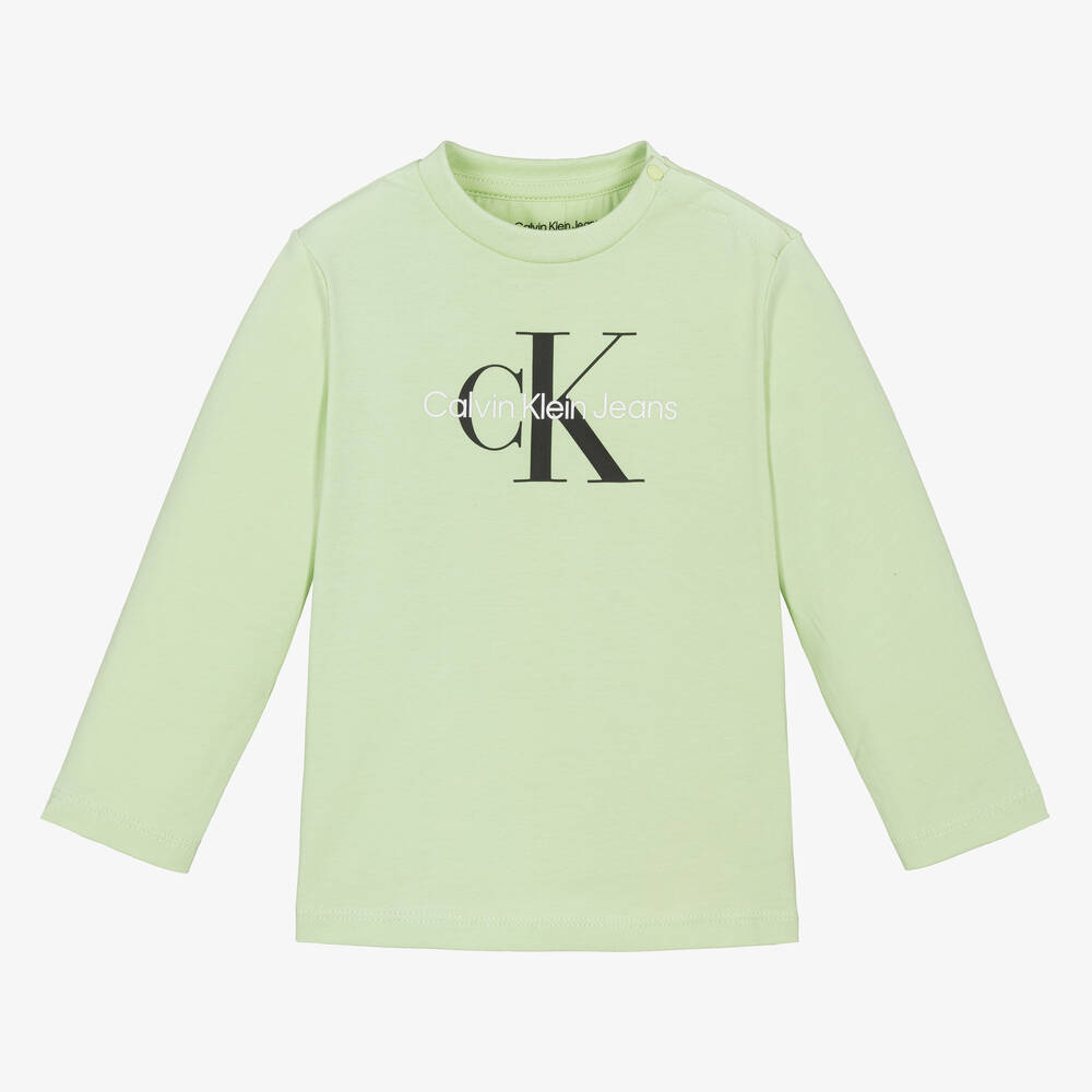 Calvin Klein - توب قطن جيرسي لون أخضر نعناعي للأطفال | Childrensalon