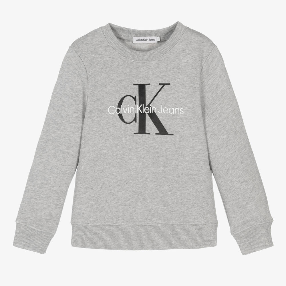 Calvin Klein Jeans - Серый хлопковый свитшот | Childrensalon