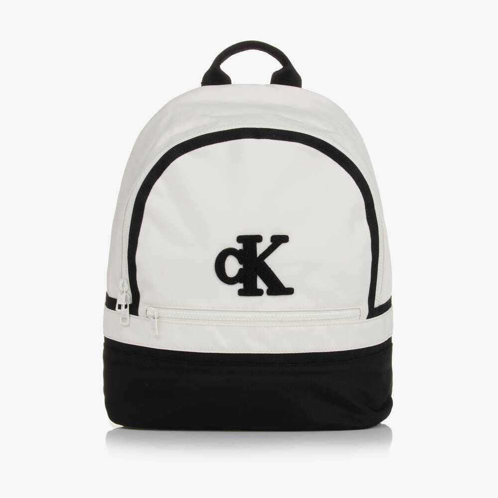 Calvin Klein - Ivory & Black Canvas Backpack (34cm) | Childrensalon