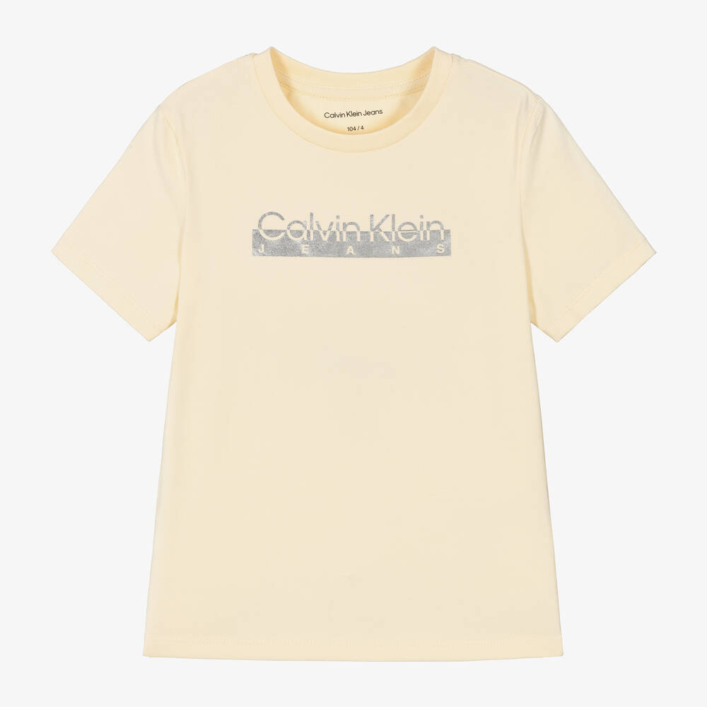 Calvin Klein - Elfenbeinfarbenes Baumwoll-T-Shirt | Childrensalon