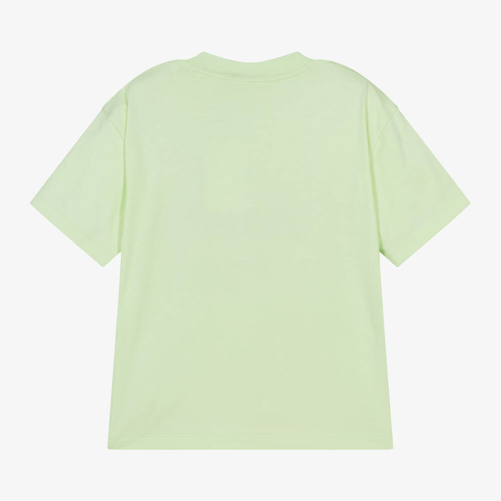 Calvin Klein - Lime Green Crew Neck Cotton T-Shirt | Childrensalon