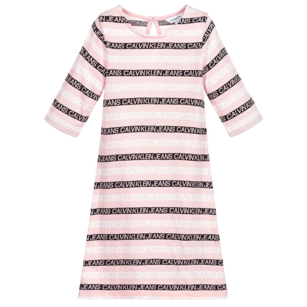 Calvin Klein Jeans - Pink Stripe Logo Dress | Childrensalon