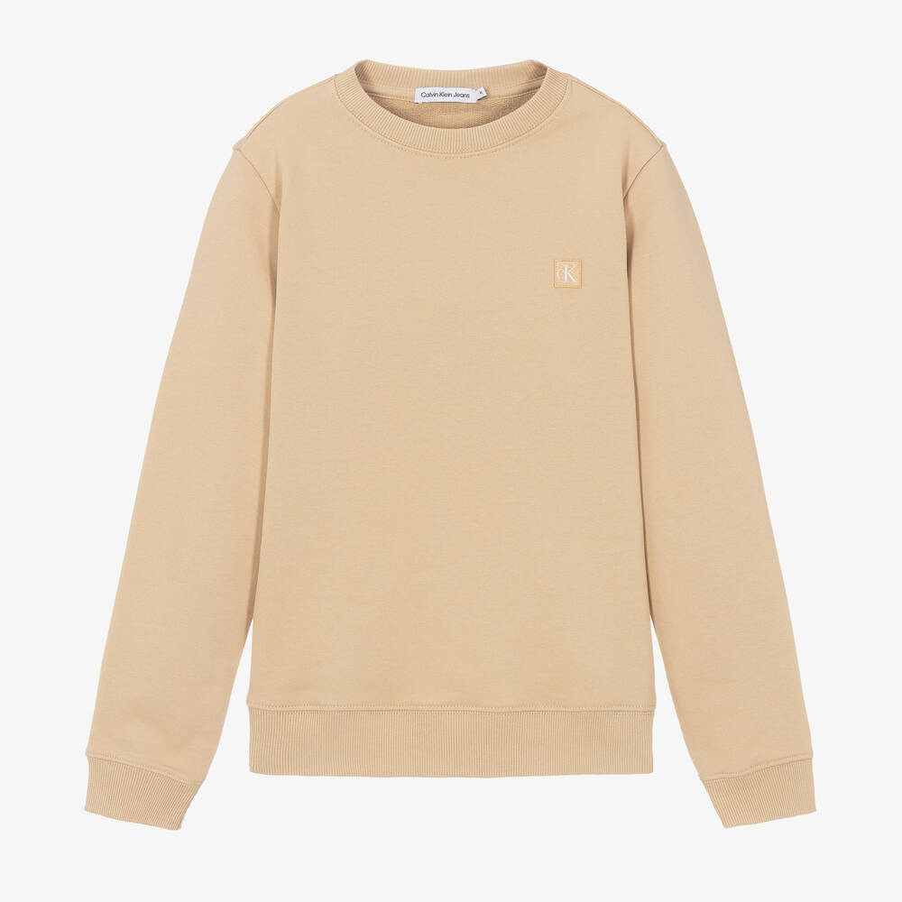 Calvin Klein - Sweat-shirt beige en coton ado | Childrensalon
