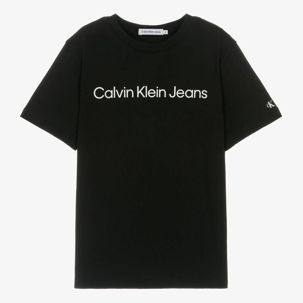 Calvin Klein - تيشيرت تينز قطن لون أسود | Childrensalon