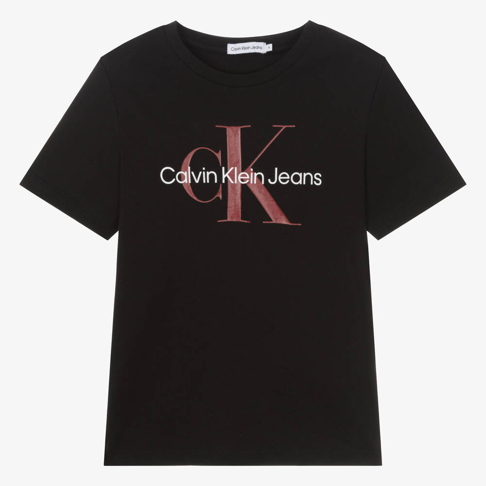 Calvin Klein - تيشيرت تينز قطن لون أسود | Childrensalon