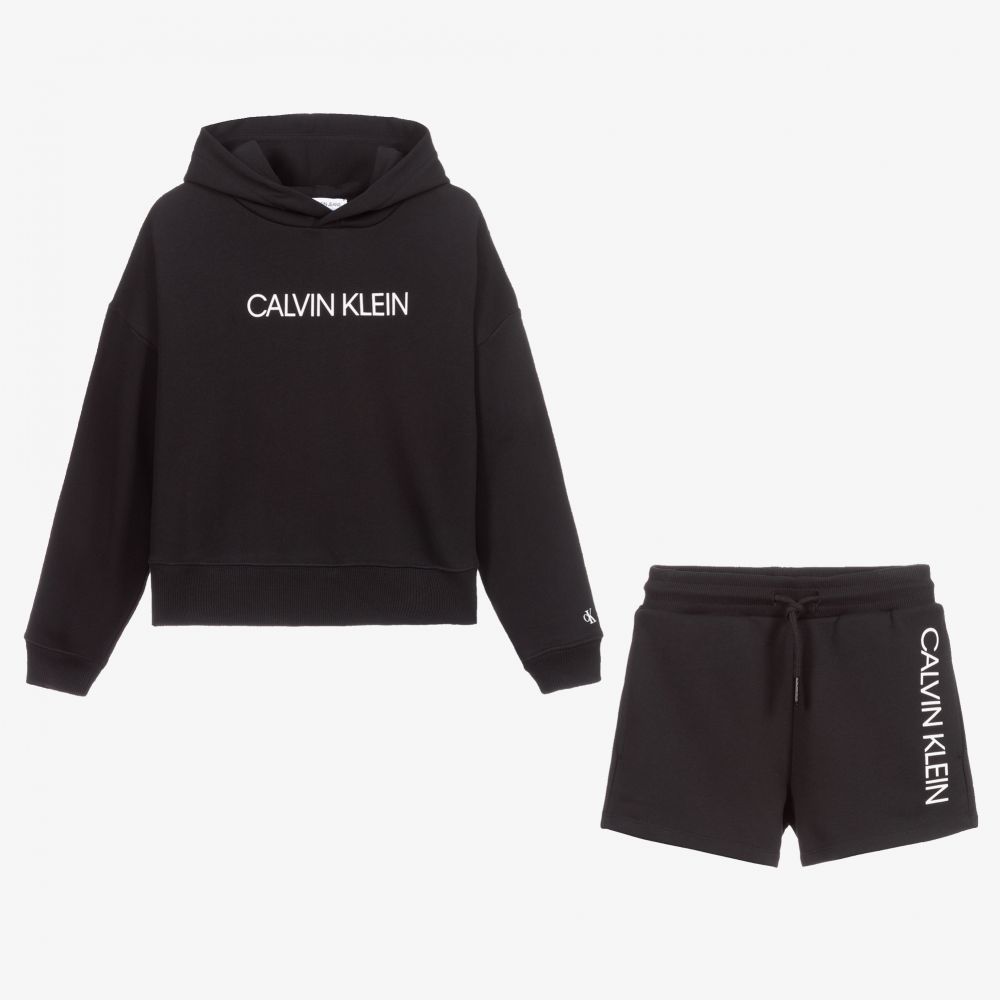 systeem map mentaal Calvin Klein Jeans - Teen Black Hoodie & Shorts Set | Childrensalon