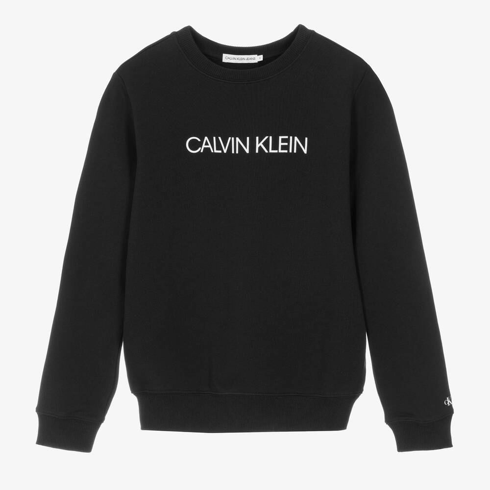 Calvin Klein Jeans - Sweat noir à logo en coton bio ado | Childrensalon
