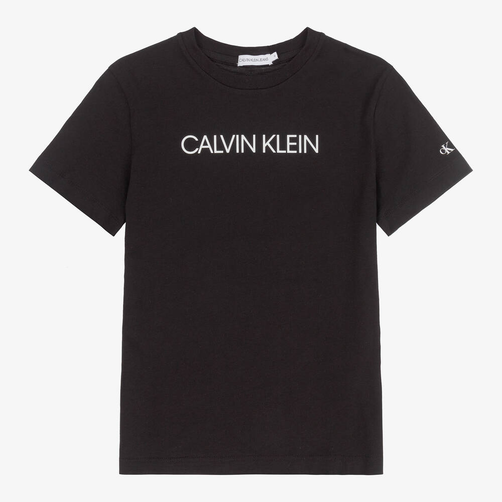 Calvin Klein Jeans - Teen Black Organic Cotton Logo T-Shirt | Childrensalon