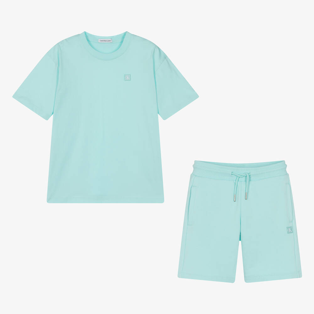 Calvin Klein - Teen Blue Cotton Jersey Shorts Set | Childrensalon