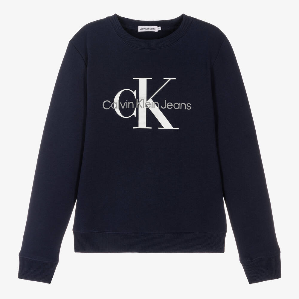 | - Klein Monogram Childrensalon Logo Teen Sweatshirt Jeans Calvin Blue