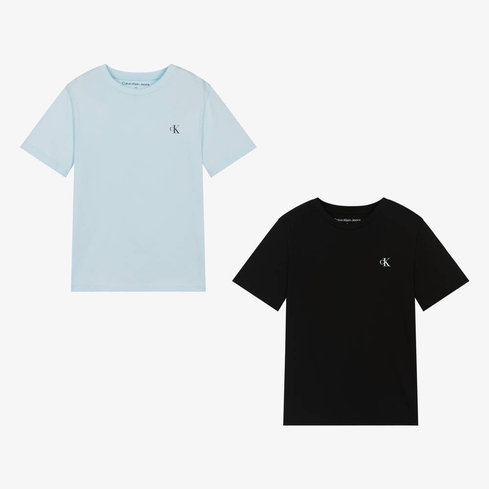 Calvin Klein - Голубая и черная футболки для подростков (2шт.) | Childrensalon