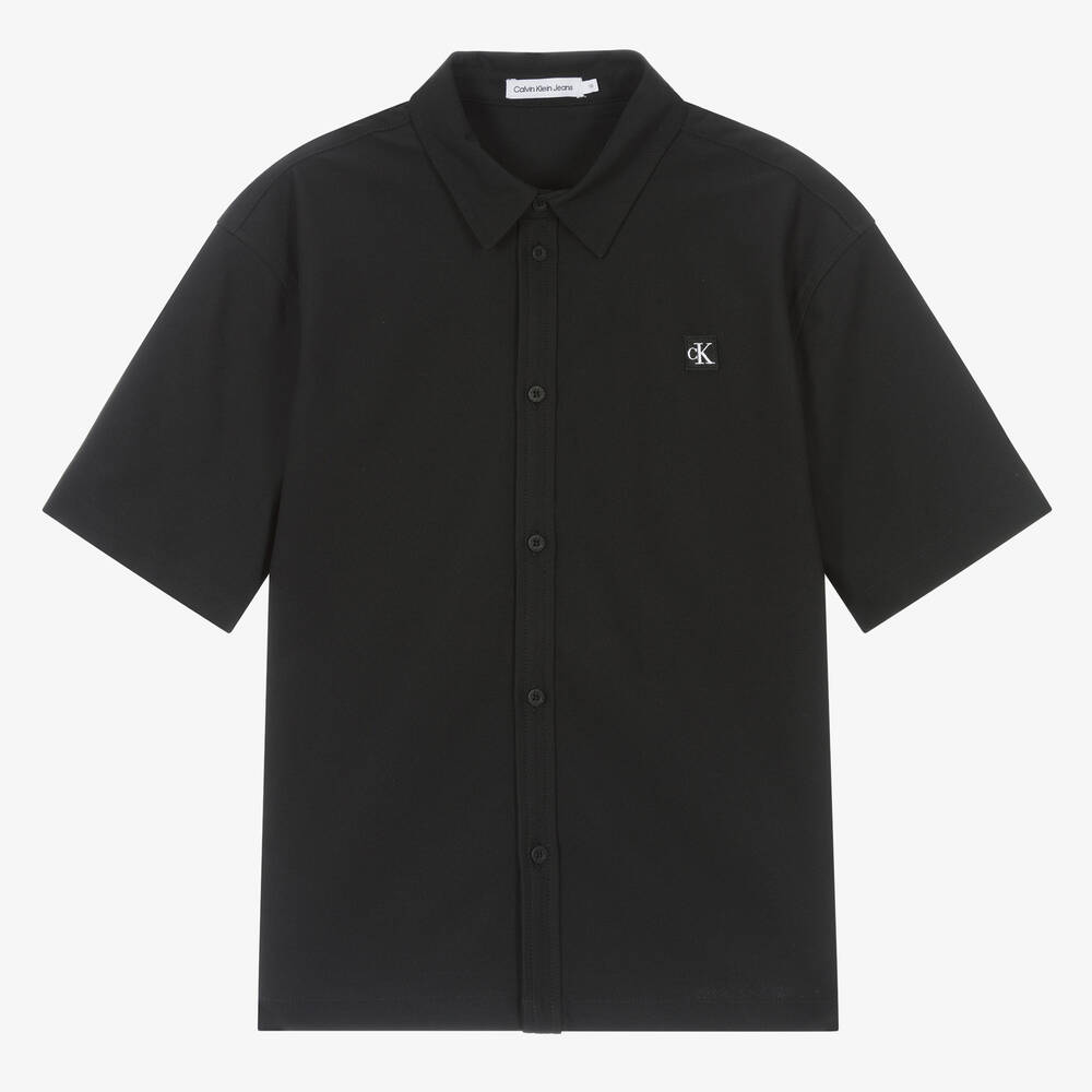 Calvin Klein - قميص بطبعة مونوغرام لون أسود للمراهقين | Childrensalon