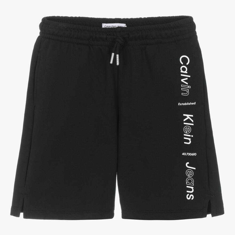 Calvin Klein - Teen Boys Black Cotton Jersey Shorts | Childrensalon