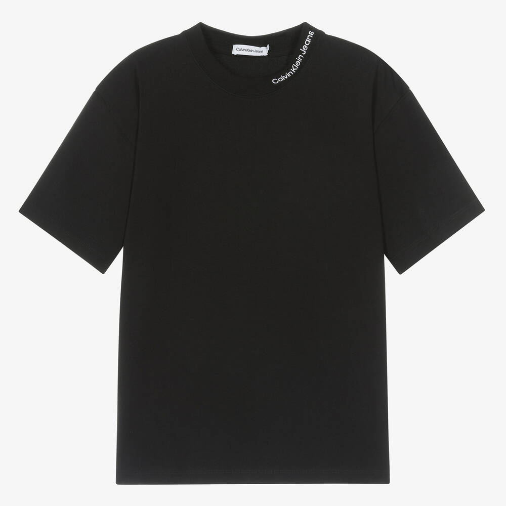 Calvin Klein - Teen Boys Black Cotton Relaxed Fit T-Shirt | Childrensalon